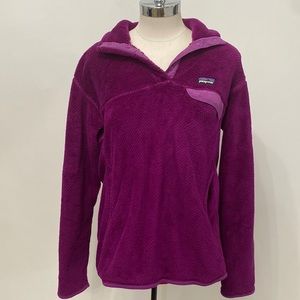 Patagonia Women’s Purple Fleece Fuzzy Snap T Pullover Size Large
